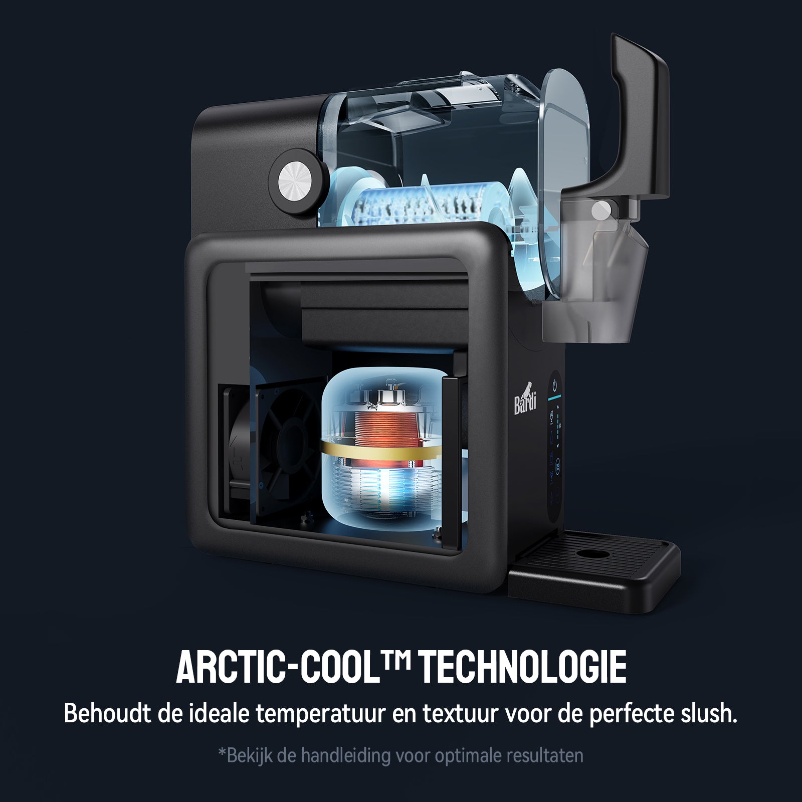 Bardi Slushmachine 2,6L + 2 thermoscups blauw set - 7-in-1