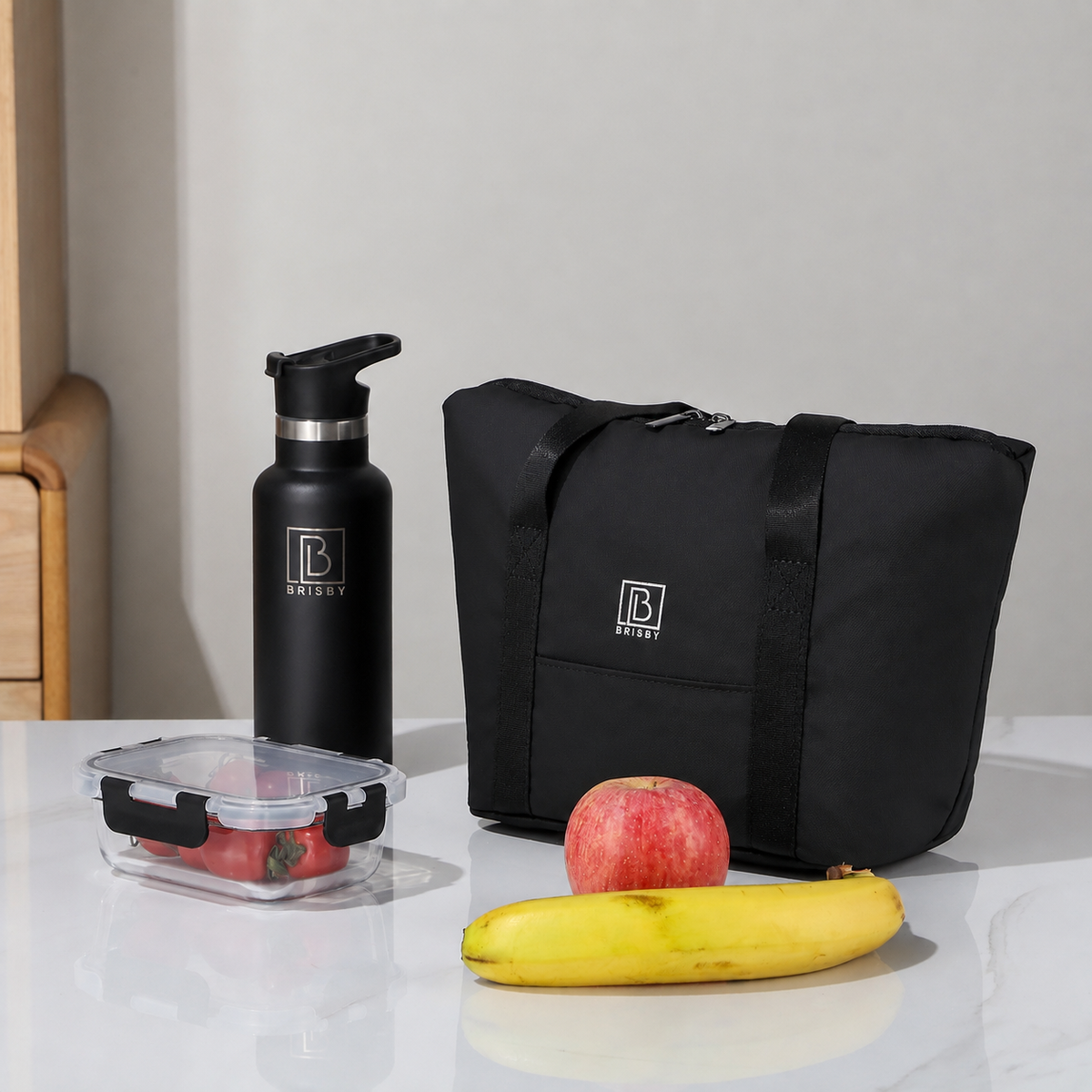 Brisby 4 Laags Geïsoleerde Koeltas - Lunchtas 6 liter - Zwart