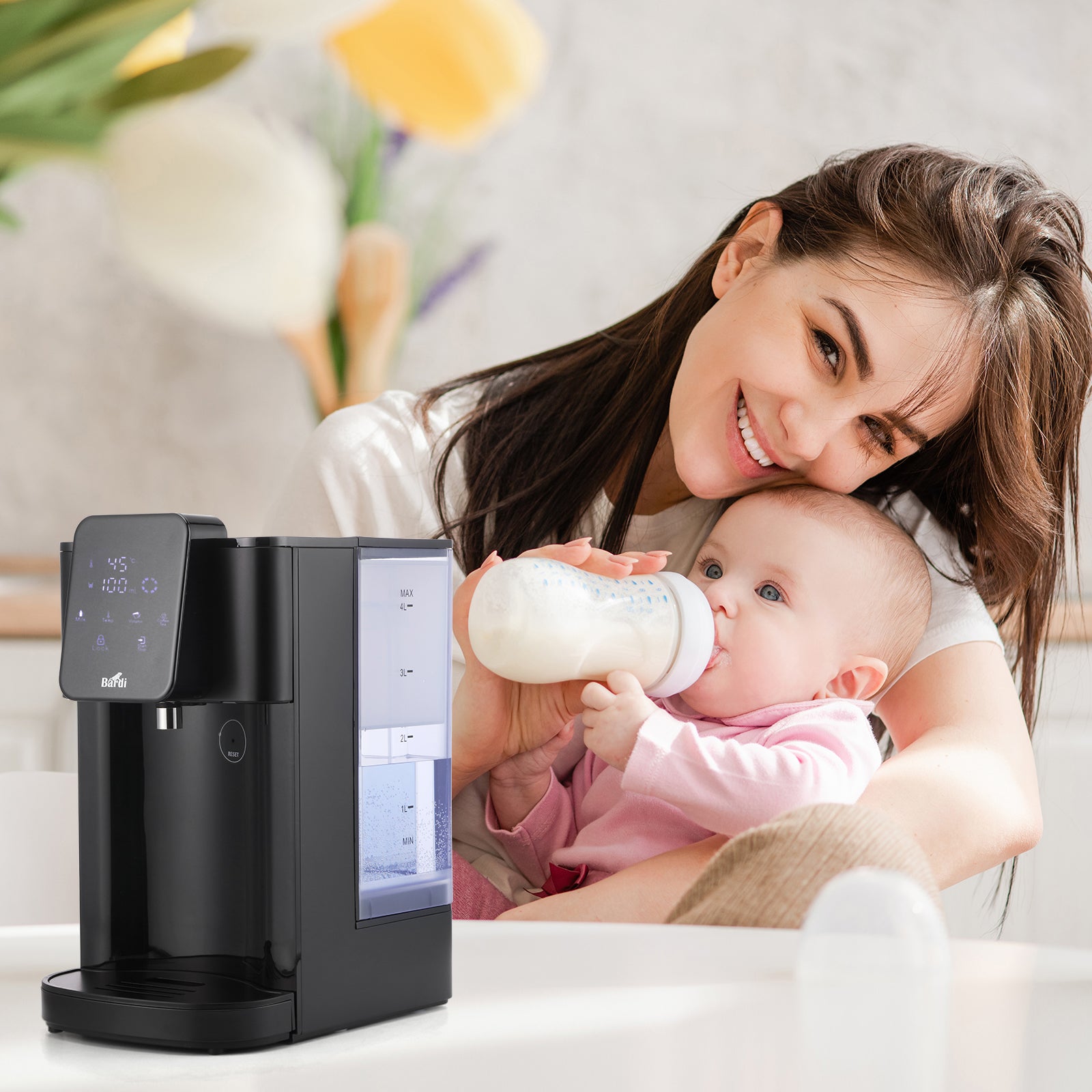 Bardi Heetwaterdispenser 4L zwart met STRIX filter - incl. thermoscup + onderzetter