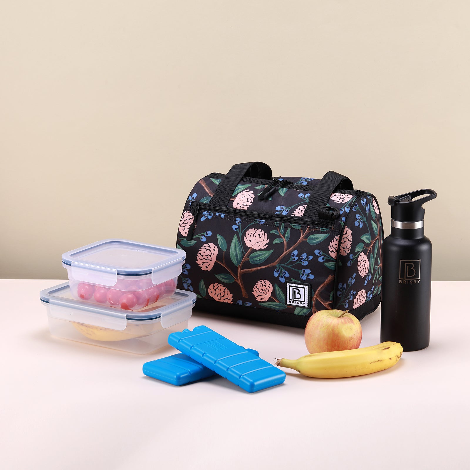 Cooler bag 10L passion flower - Lunch bag - 4-layer insulated - 2 free cooling elements - incl. shoulder strap