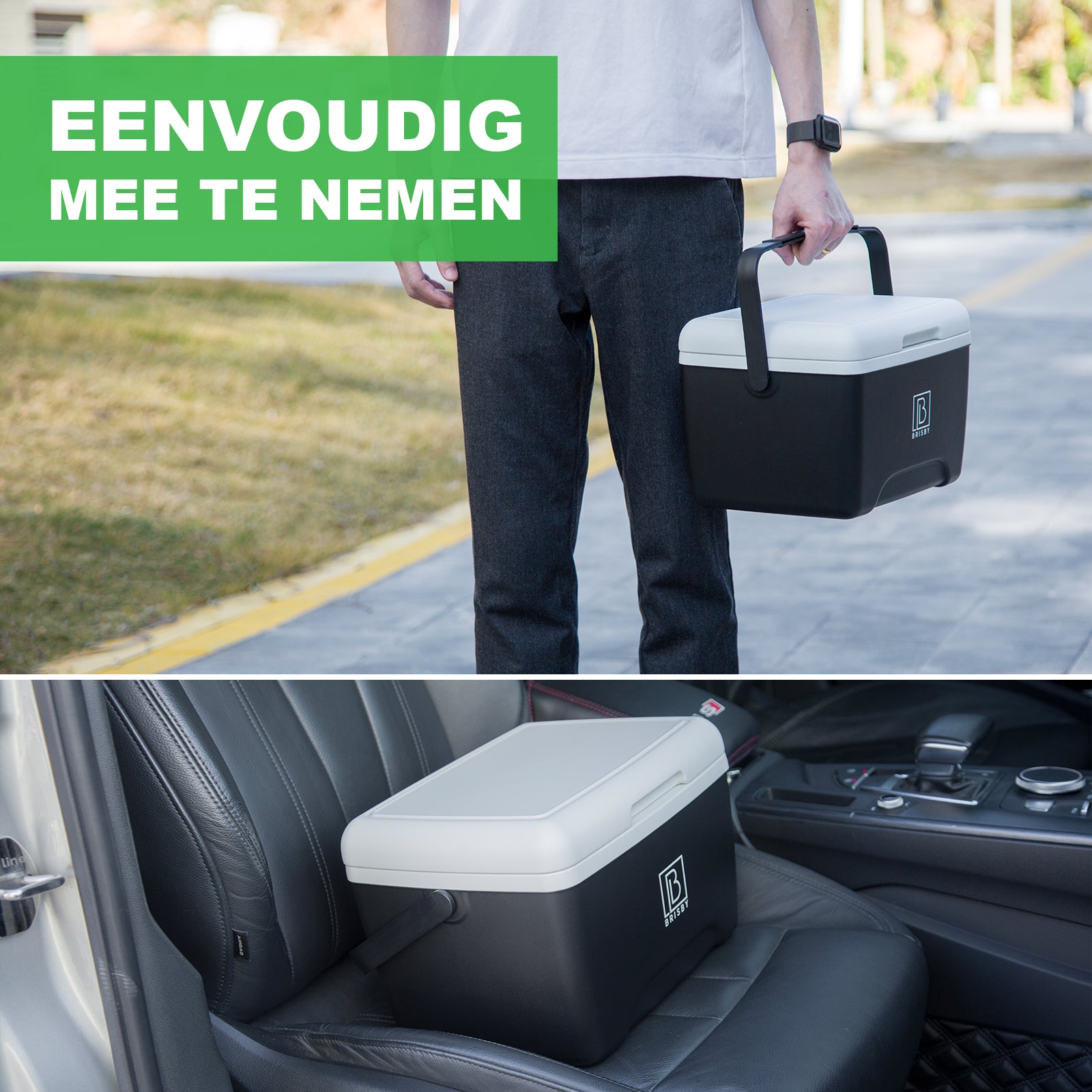 Compressor koelbox 49,5L en 8L koelbox zwart SET - Dual zone - koelen en vriezen - 12V en 230V - incl. 2x 1,2L thermosbekers