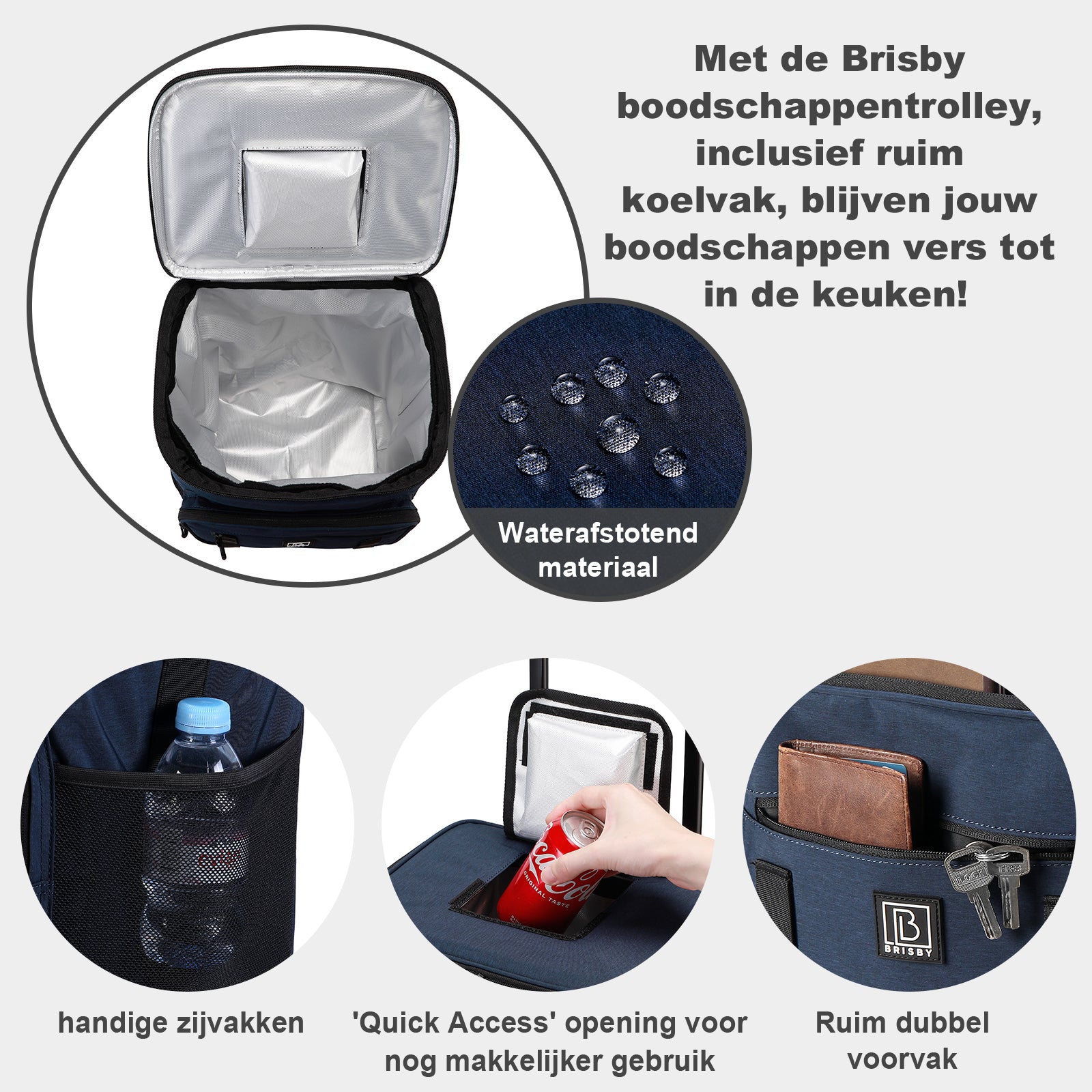 Brisby Boodschappentrolley 32L blauw - incl. koelvak, koelelementen