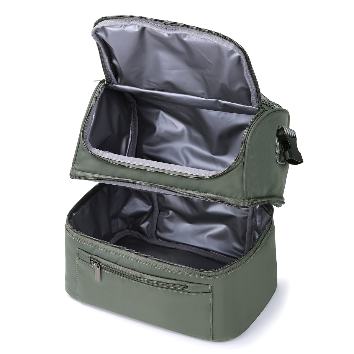Brisby Koeltas 11 Liter - Lunchtas - Inclusief 2 Koelelementen - Dubbel Compartiment - 4-Laags Geïsoleerd - Waterafstotend - Misty Green