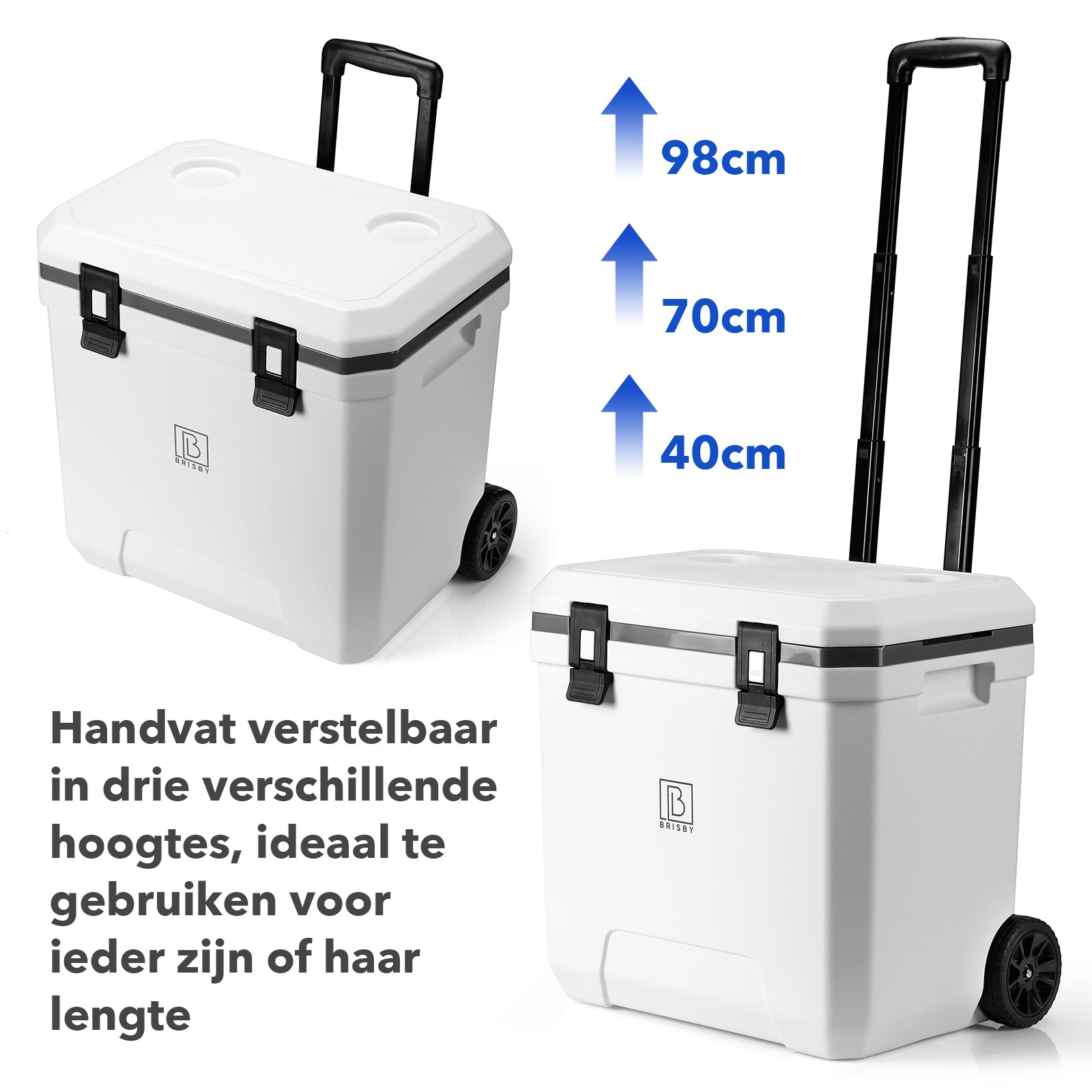 Koelbox trolley 40L wit - Telescopisch handvat - incl. 4 koelelementen