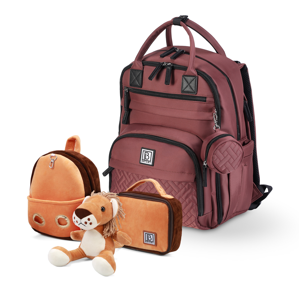 Brisby Premium Luiertas - Rood - Kinderrugzak - 1.5L kinderlunchtas Leeuw