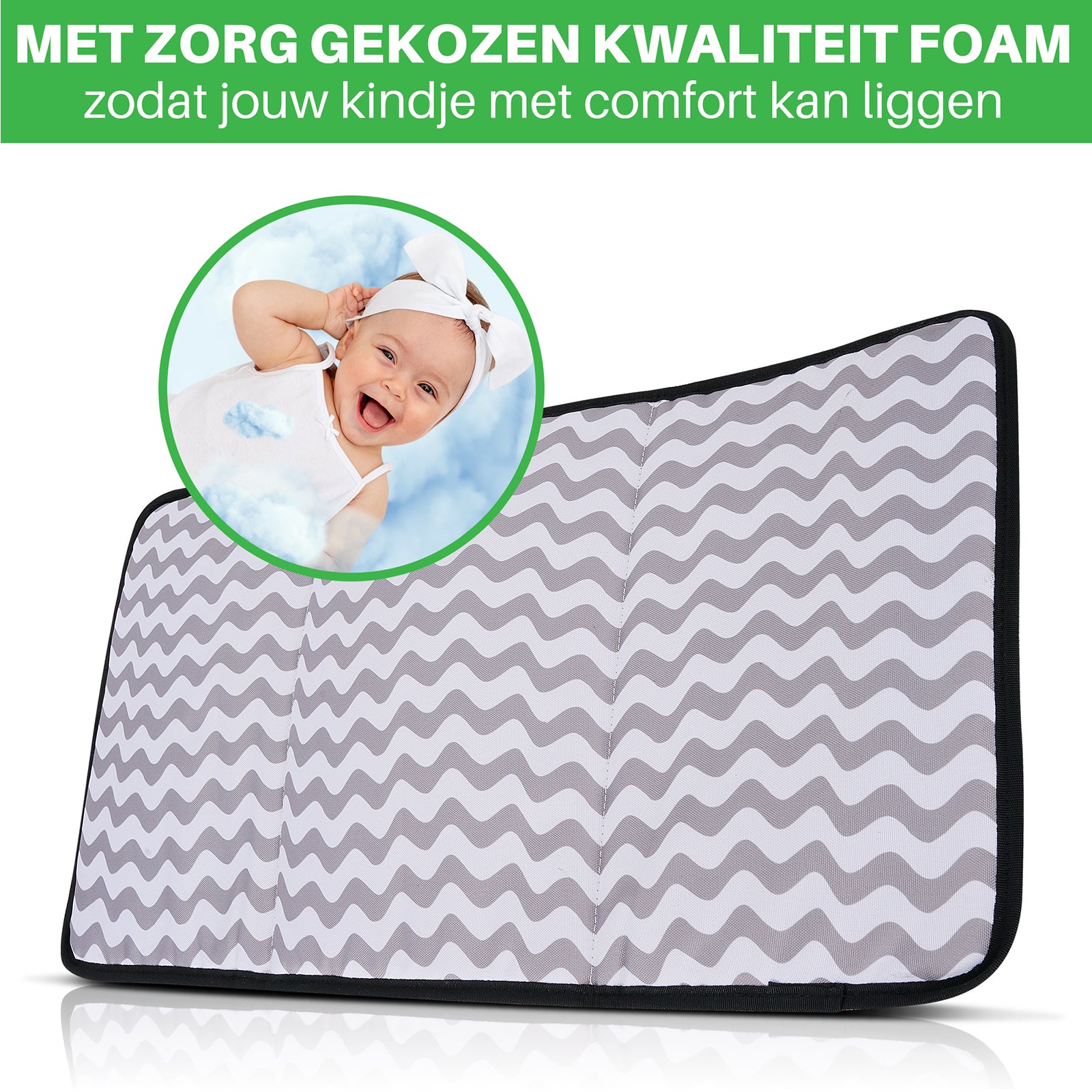 Two-tone slijtvaste luiertas crème en zwart - Verzorgingstas - incl. buggymontage en verschoningsmat