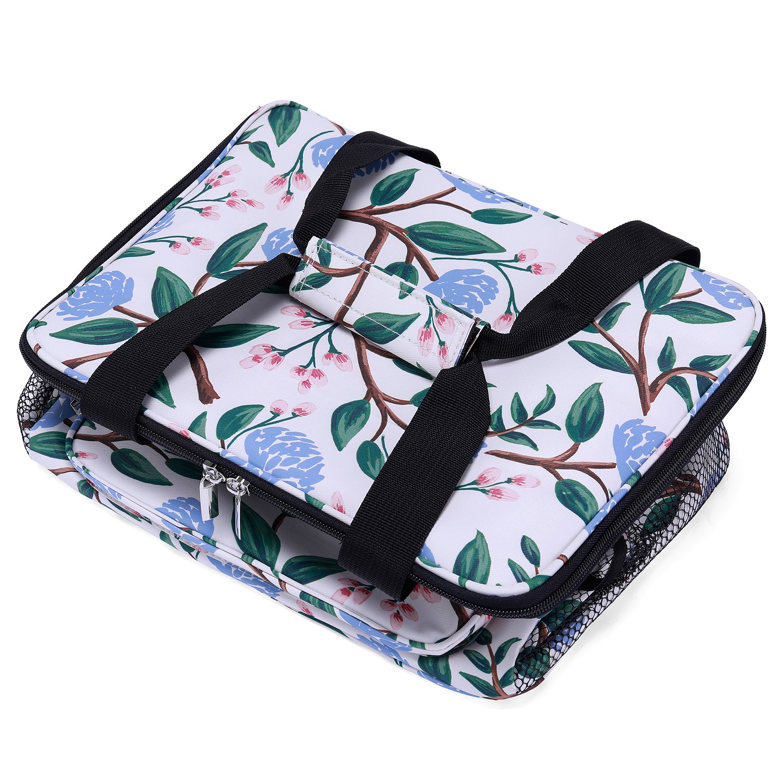 Cooler bag 15L cool bag white flower - lunch bag - 4-layer insulated - foldable - incl. 2 free cooling elements and carrying strap