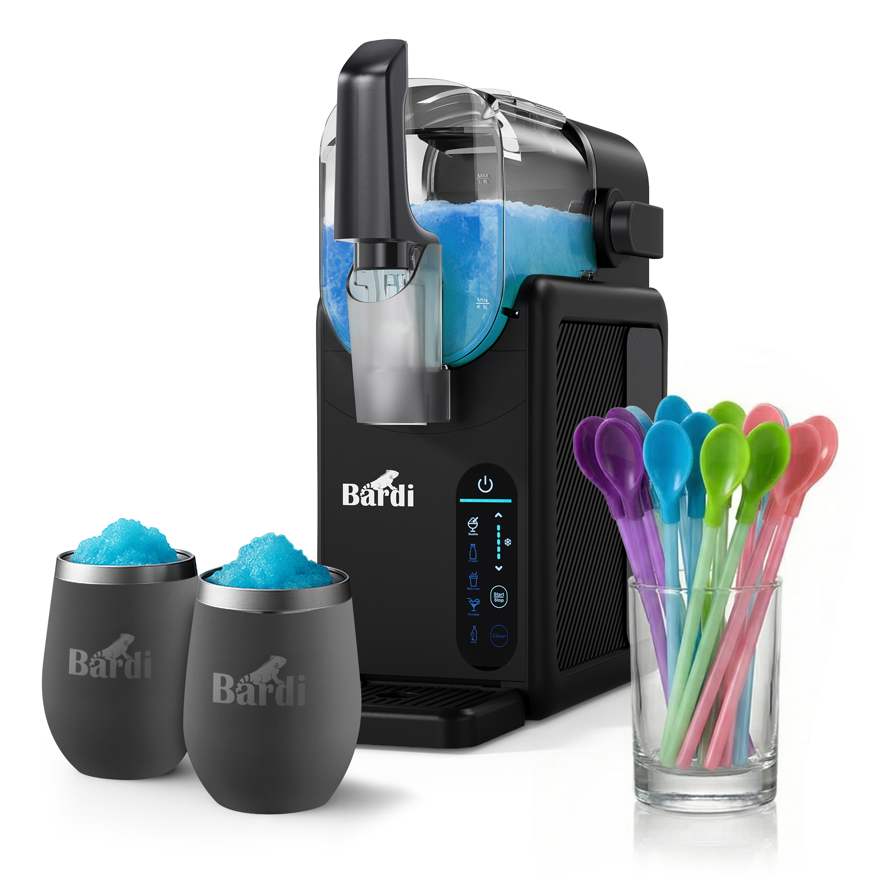 Bardi Slushmachine 2,6L + 2 thermoscups grijs set - 7-in-1