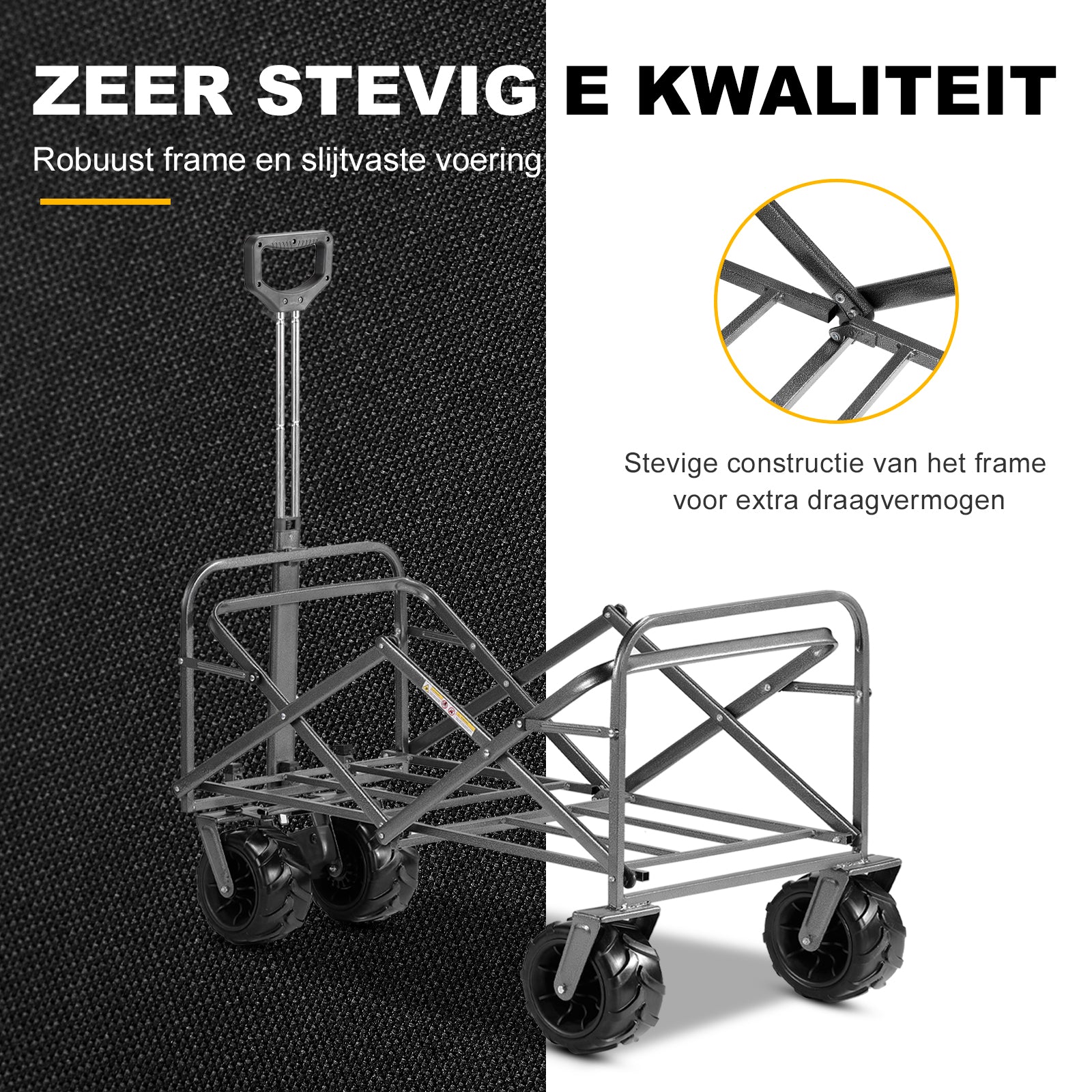 Packaway Bolderkar XL 80kg zwart - opvouwbaar - heavy duty - wasbaar