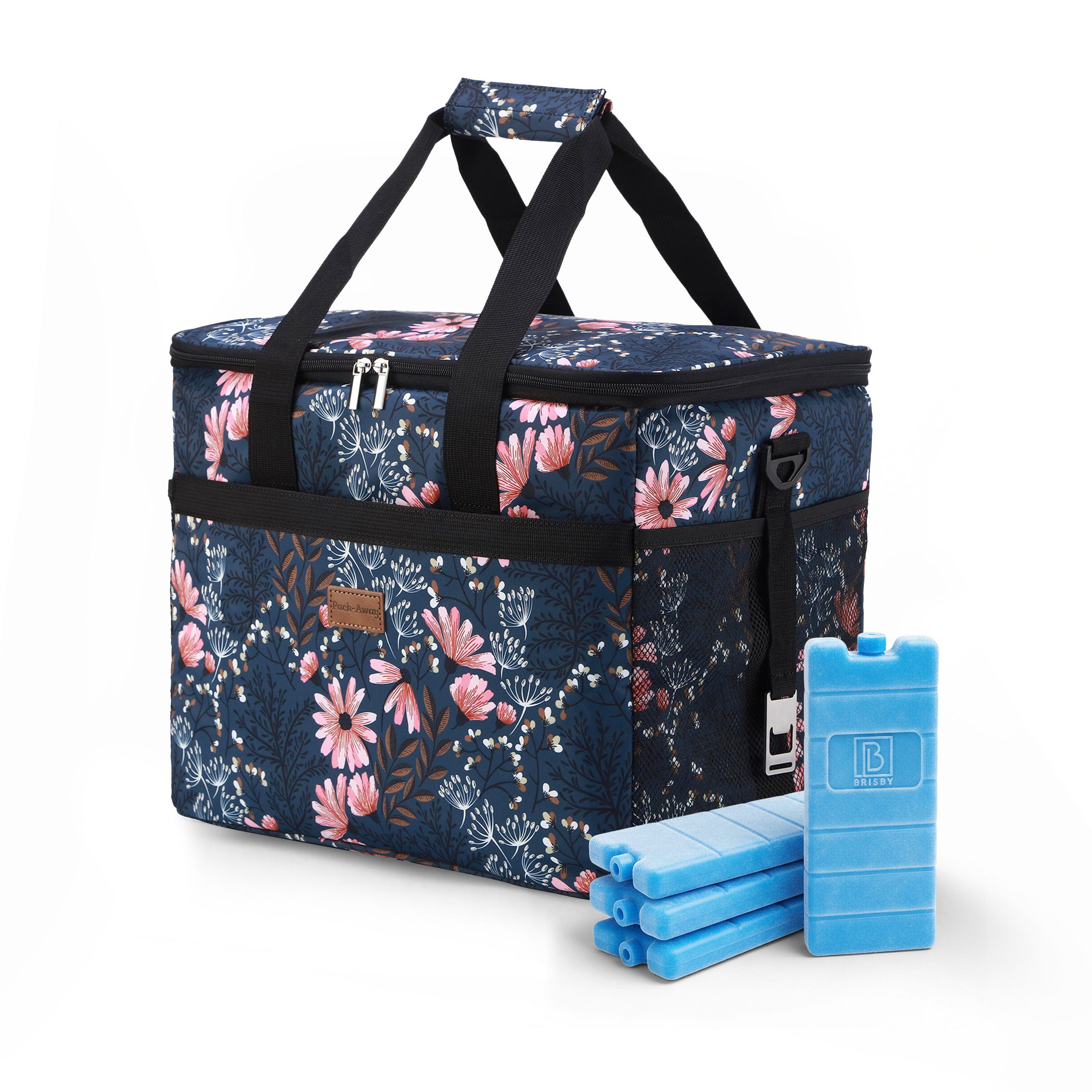 Cooler bag 30L Japanese flower - lunch bag - foldable - 4-layer insulated - incl. 4 free cooling elements and carrying strap