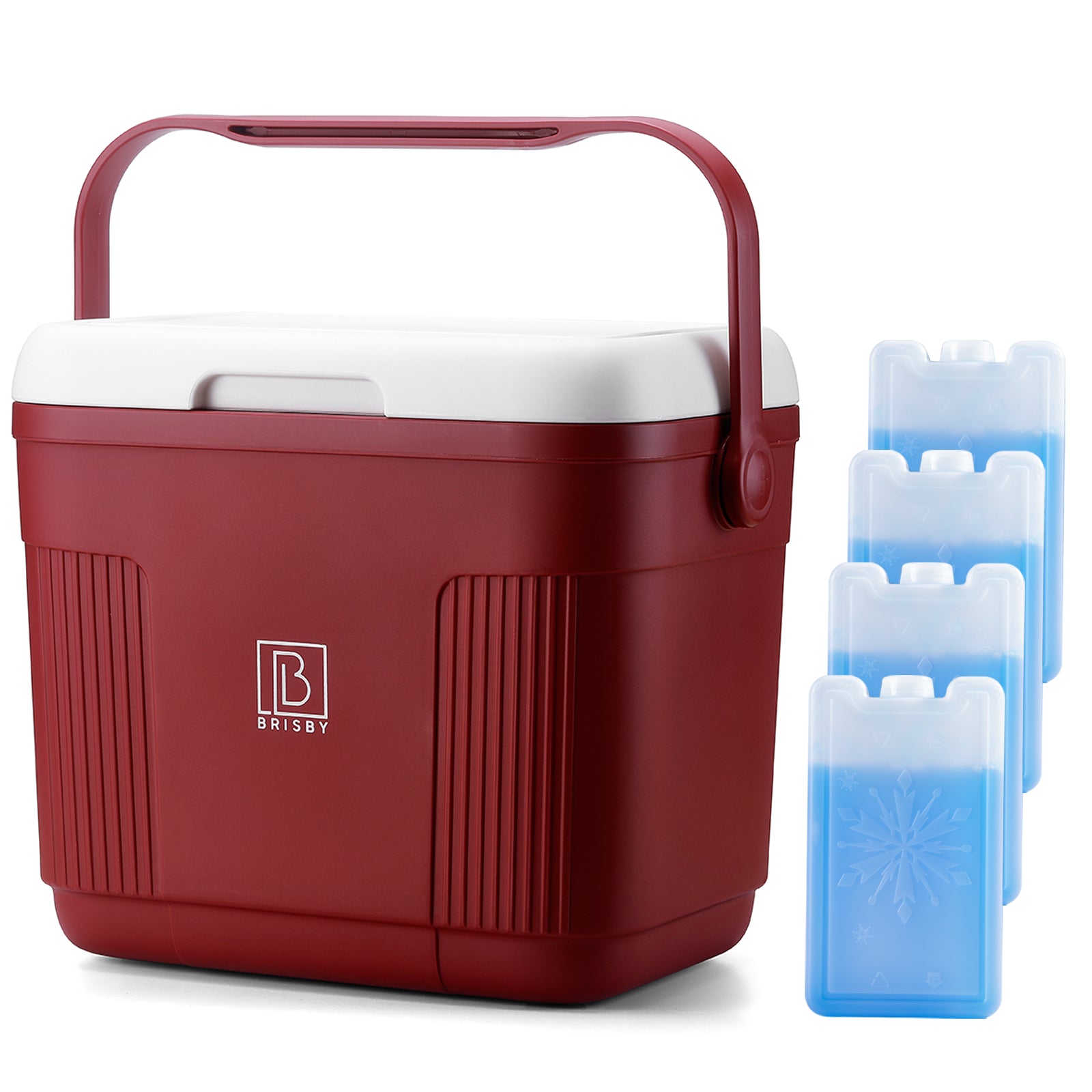 Koelbox 22L rood - Tot maximaal 40 uur isolatie - incl. 4 450ml koelelementen - temperatuur veilige sluiting - koelelementen vergrendeld in deksel
