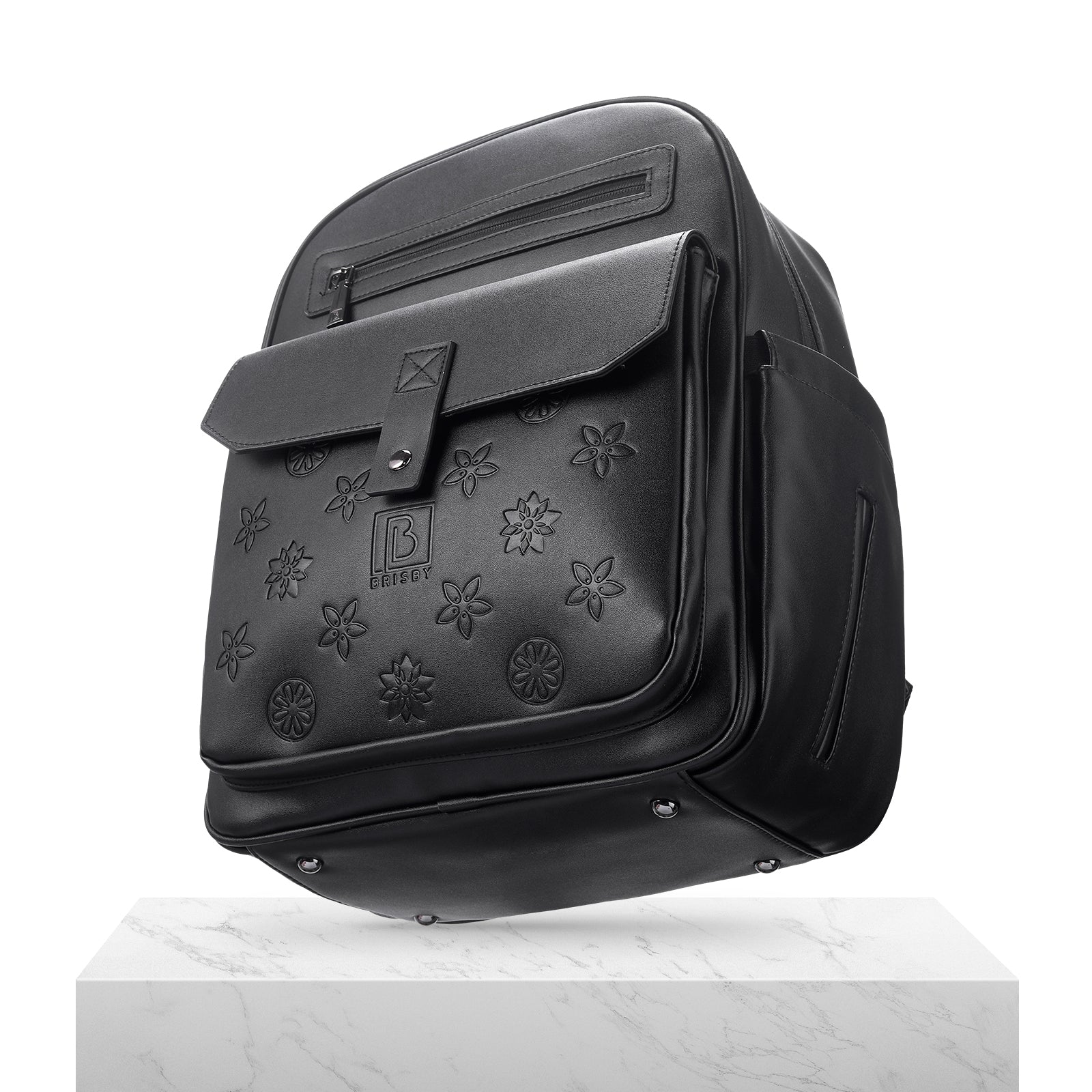 Venezia wear-resistant backpack black - PU leather - 14 inch laptop compartment - water-repellent