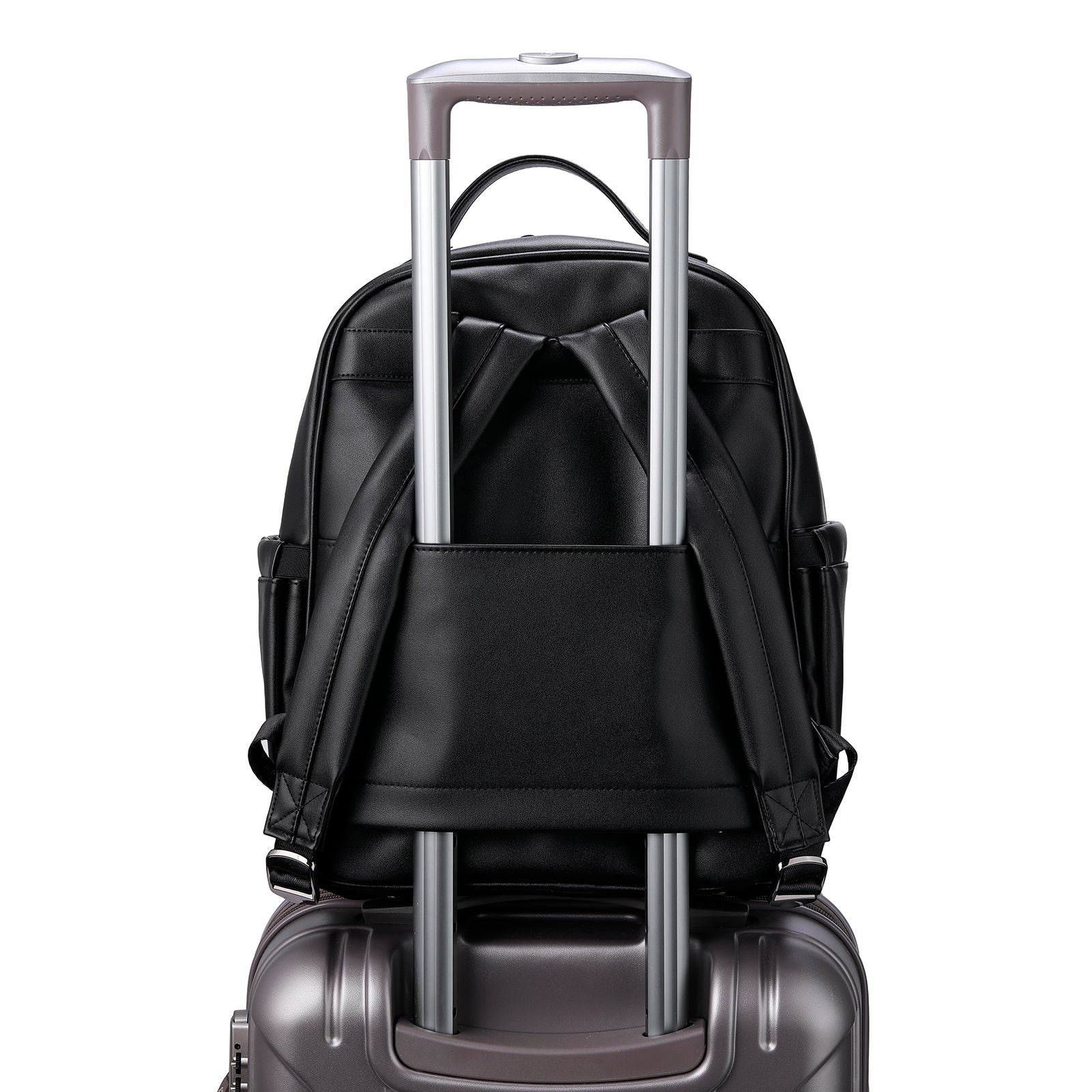 Venezia wear-resistant backpack black - PU leather - 14 inch laptop compartment - water-repellent