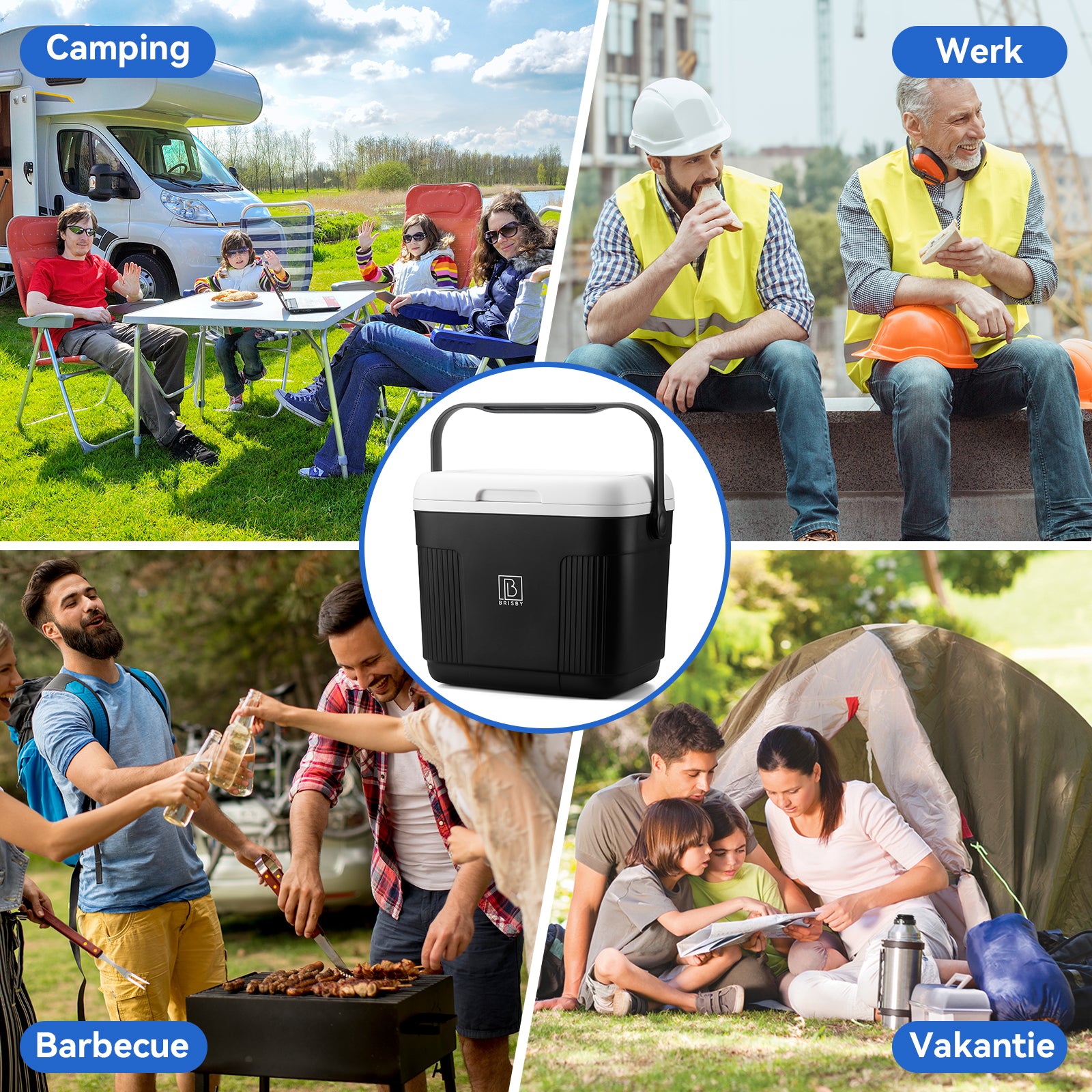 Cool box 22L black - Up to 40 hours of insulation - incl. 4 450ml cooling elements - temperature safe closure - cooling elements locked in lid