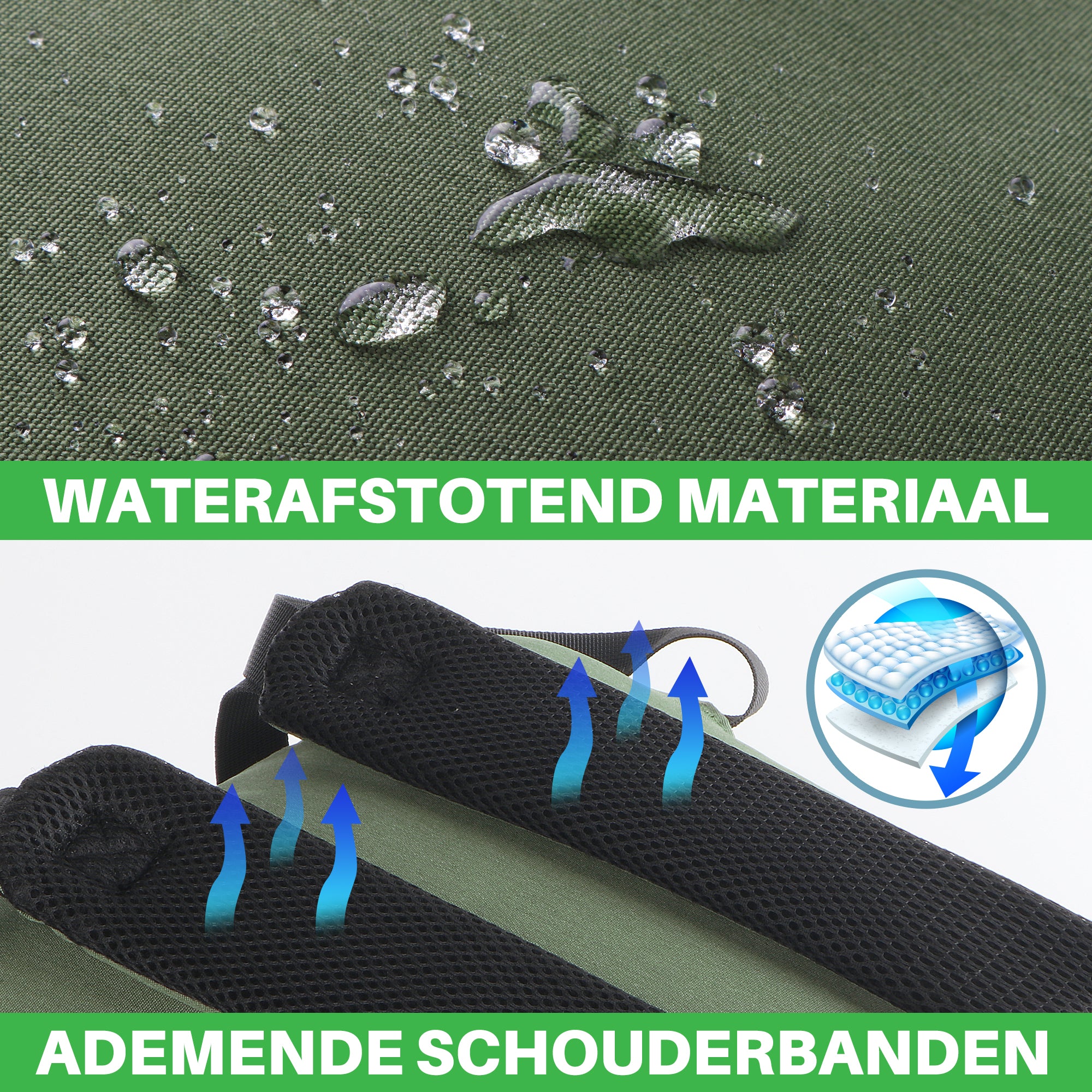 Original slijtvaste luiertas groen - verzorgingstas - incl. buggymontage en verschoningsmat