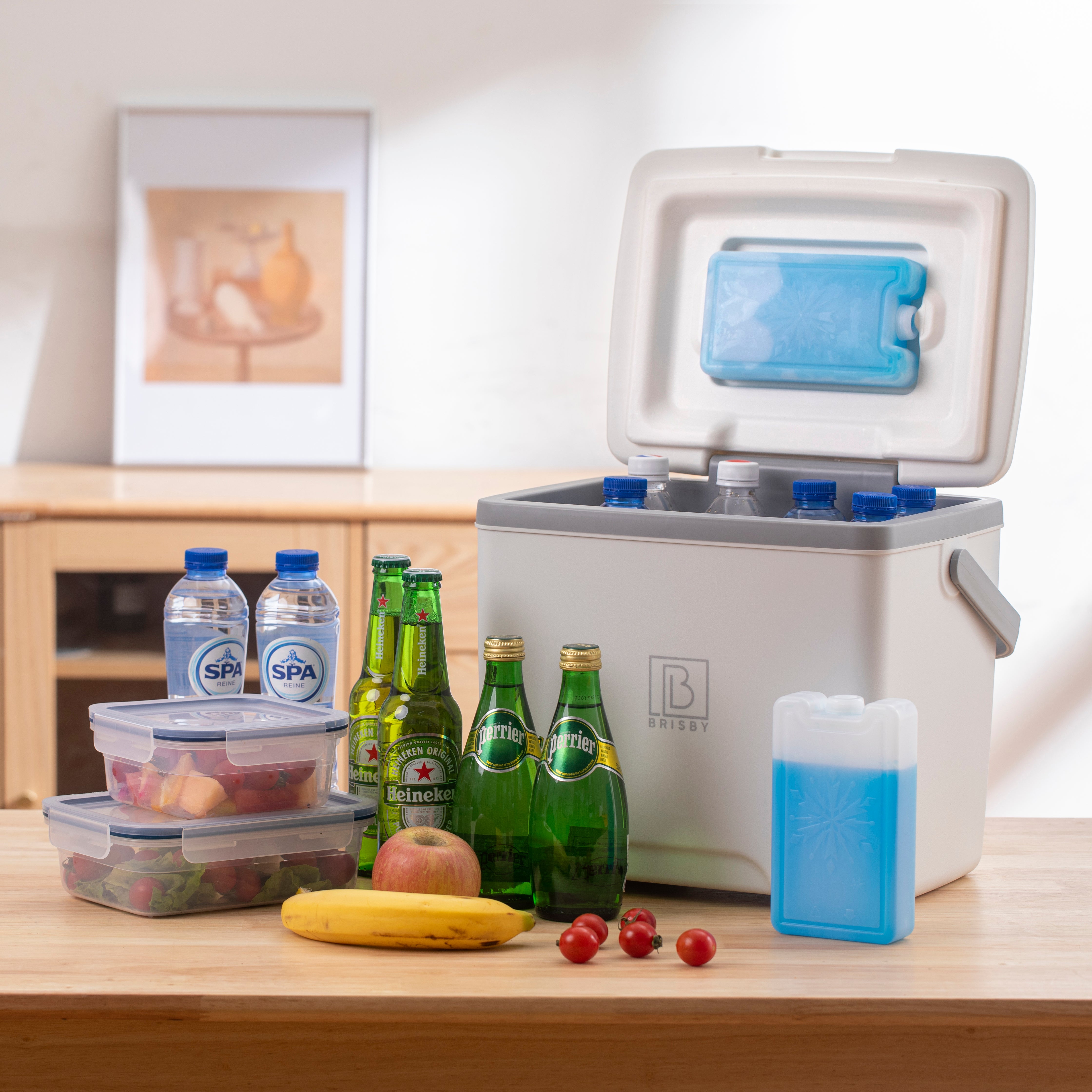 Koelbox 13L wit - Tot maximaal 40 uur isolatie - incl. 2 450ml koelelementen - temperatuur veilige sluiting - koelelement vergrendeld in deksel