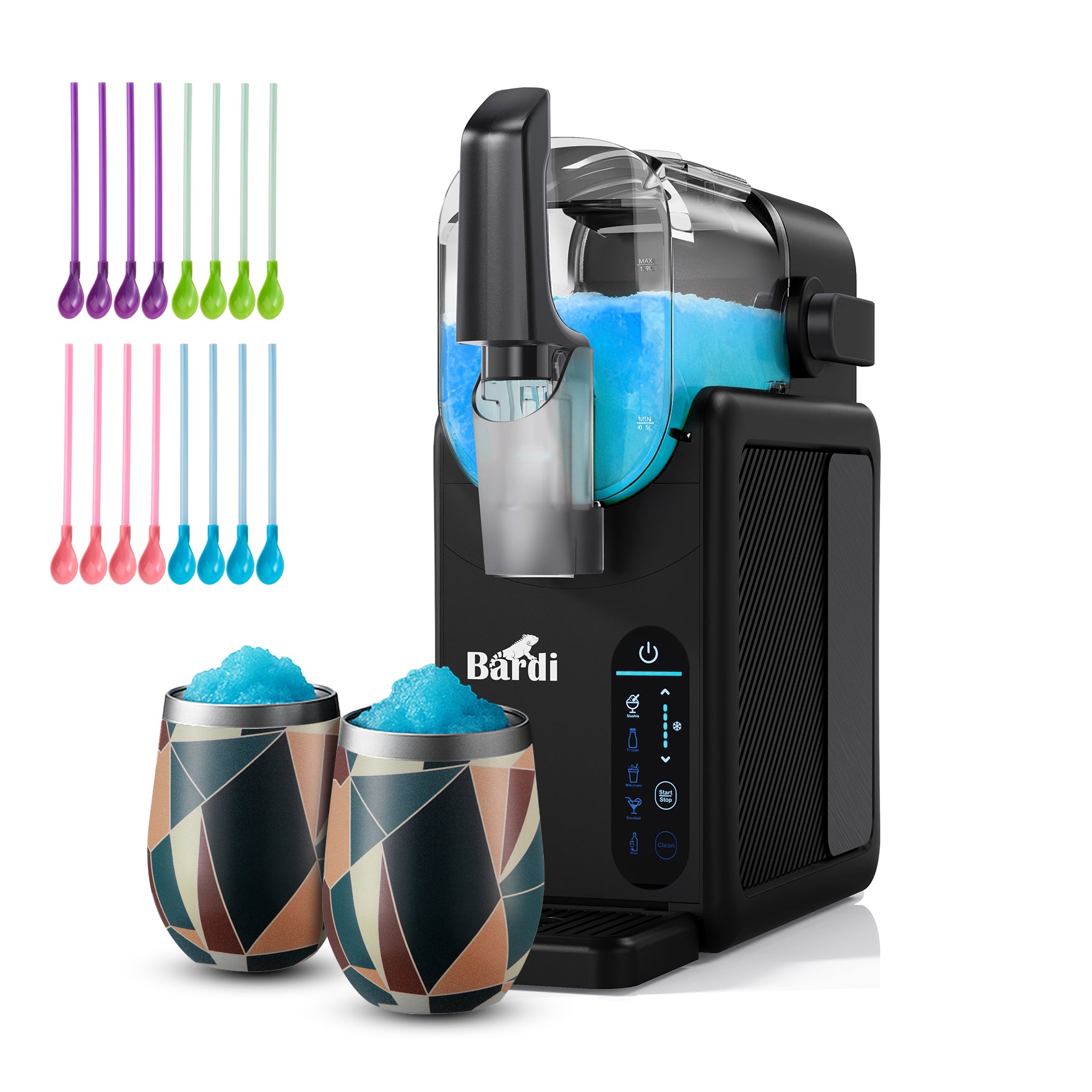 Bardi Slushmachine 2,6L  + 2 thermoscups abstract colours set - ArcticCool compressor - fluisterstil 40 dB