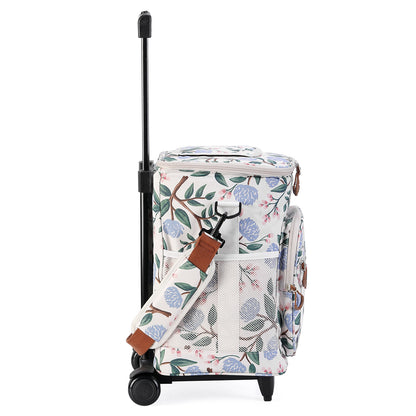 Brisby Boodschappentrolley met Koelvak – 32L Ruimte – Ideaal voor Boodschappen – Inclusief Koelelementen – Waterafstotend – Verstelbaar Handvat – White Flower