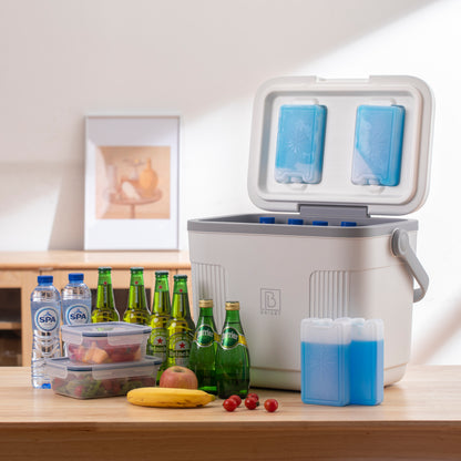 Brisby Koelbox 22L wit + 2 thermosflessen 0,5L set -  incl. 4 koelelementen