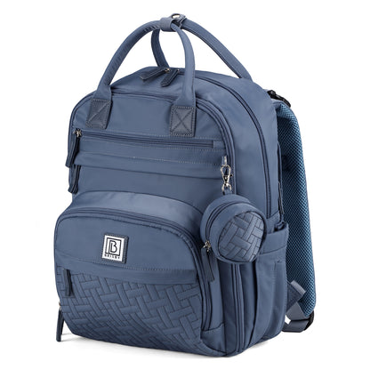 Brisby Premium Luiertas – Uitgebreide en Functionele Verzorgingstas – met buggymontage – Anti Diefstal Vakken - Reistrolley Sleeve - Inclusief verschoonmatje t.w.v.15,99 euro en speenhouder - Levenslange Garantie - Nordic Blue