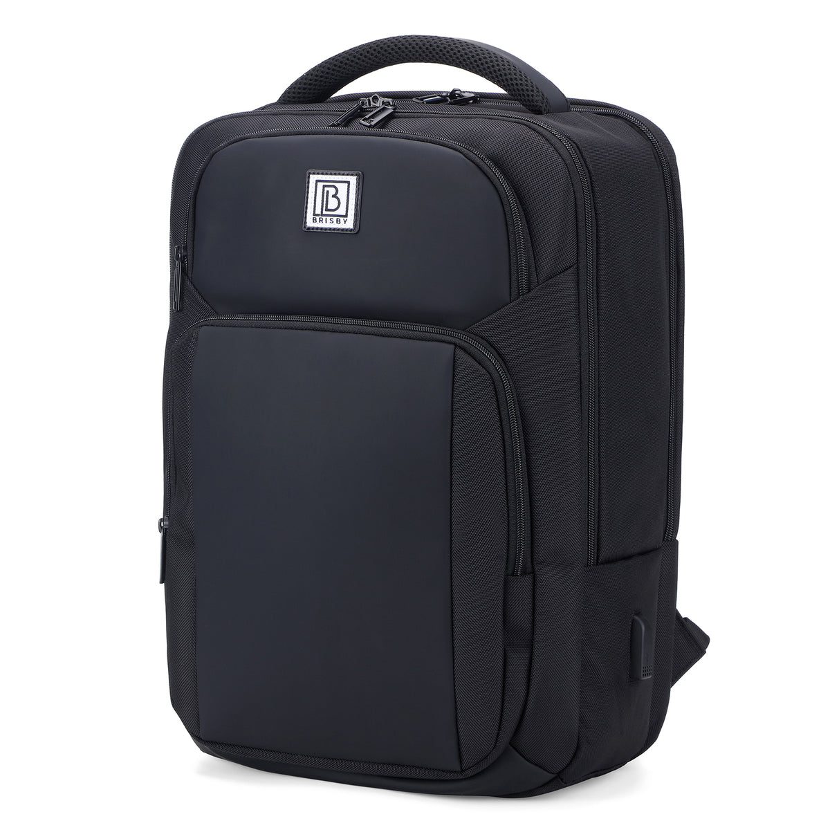 Brisby Rugzak Pro 1 – Laptoprugzak tot 15,7 inch voor Werk, School en Reizen – Waterafstotend – Met Tabletvak, Antidiefstalvak en Trolleysleeve - Zwart