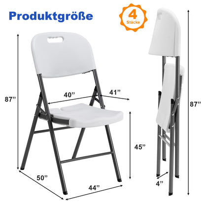 Bardi 4-delige klapstoelen set wit/grijs - zware kwaliteit - weerbestending - 47x54x87 cm