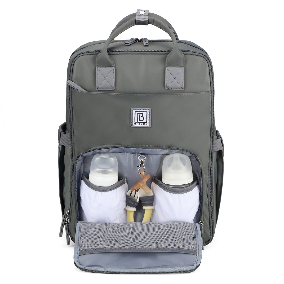 Brisby slijtvaste Luiertas – verzorgingstas – met buggymontage - Mist Green