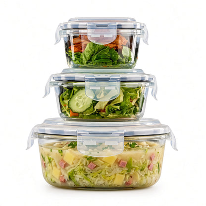 Bardi Glazen Vershoudbakjes 9-delig – Meal Prep Bakjes – Luchtdicht & Lekvrij – Oven, Magnetron & Vriezer – 9 Wondersponzen + 40 Prep & Store Labels