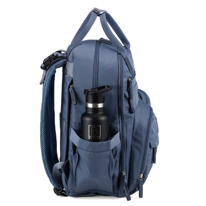 Brisby Premium Luiertas – Uitgebreide en Functionele Verzorgingstas – met buggymontage – Anti Diefstal Vakken - Reistrolley Sleeve - Inclusief verschoonmatje t.w.v.15,99 euro en speenhouder - Levenslange Garantie - Nordic Blue