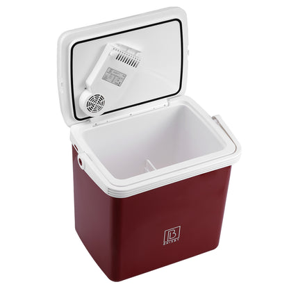 Elektrische koelbox 25L rood - AC/DC 12V, 220/230V - incl. divider en vershoudbakjes - vergrendelbare deksel