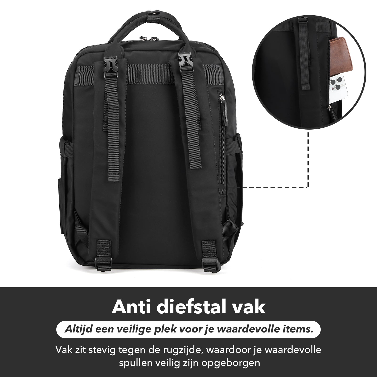Brisby slijtvaste Luiertas – verzorgingstas – met buggymontage - Signature Black