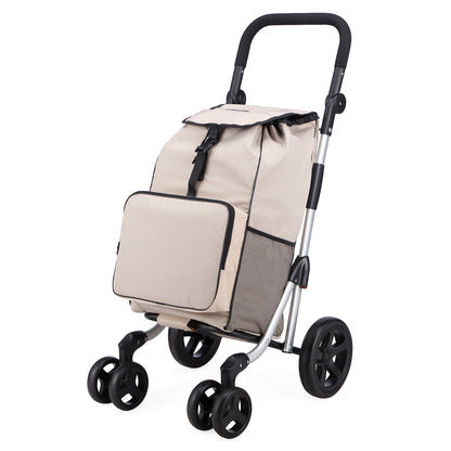 Packaway Boodschappentrolley met 4 wielen - boodschappenwagen deluxe met koelvak en verstelbaar handvat – 60 liter – Champagne
