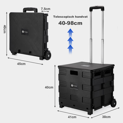 Packaway Boodschappentrolley 50L XL zwart - incl. deksel - 35 kg draagvermogen