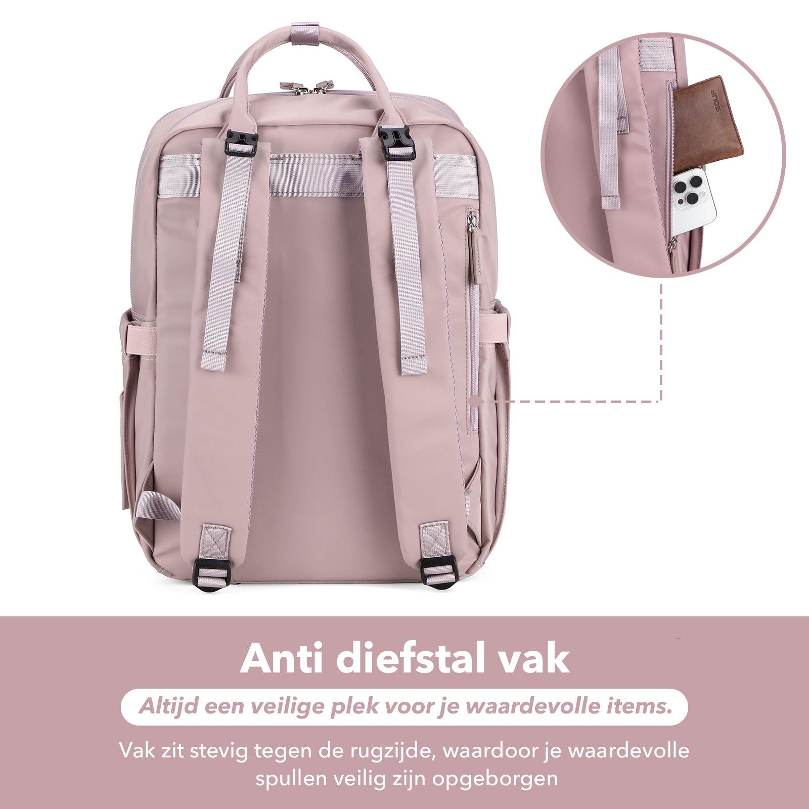 Brisby slijtvaste Luiertas – verzorgingstas – met buggymontage - Calm Lila