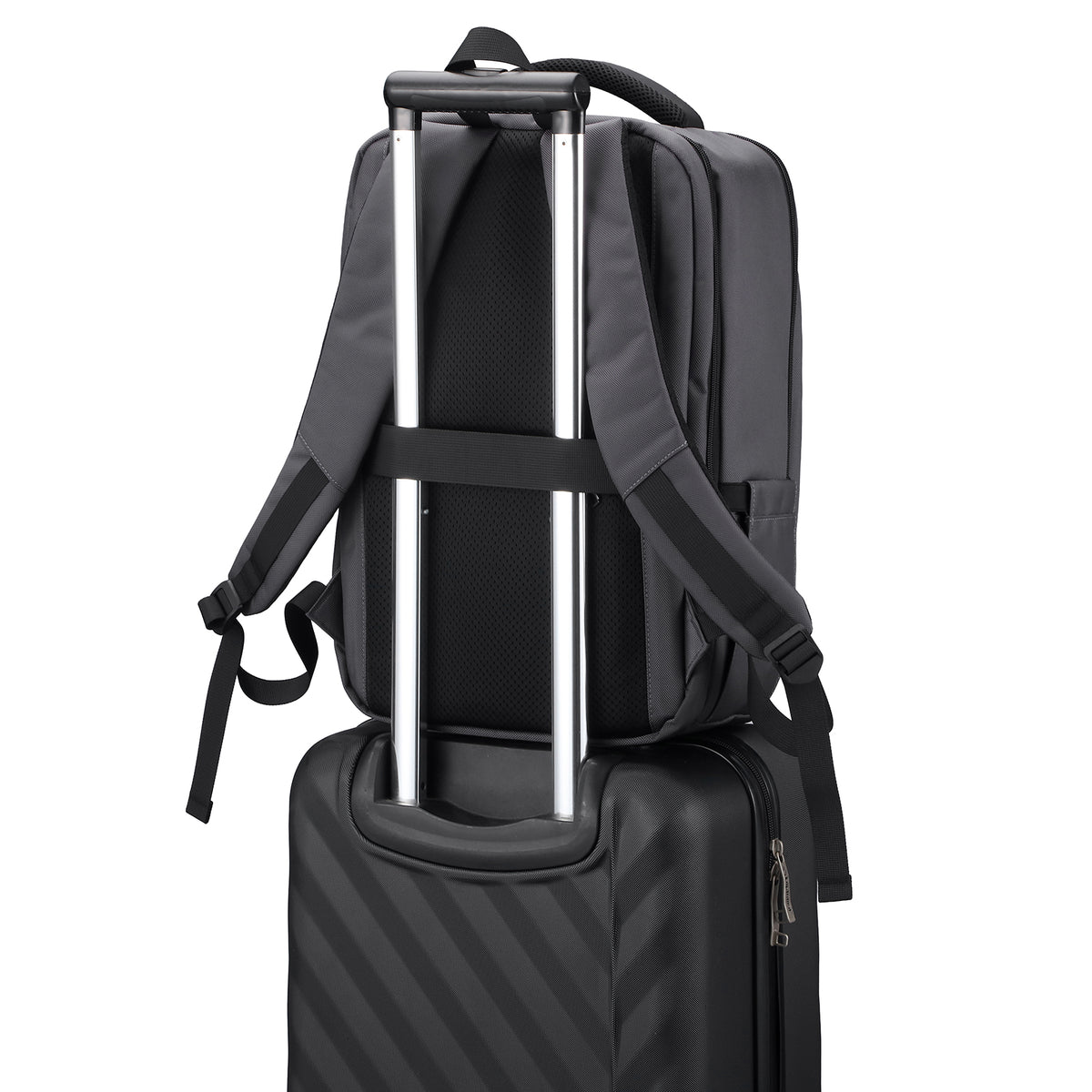 Brisby Rugzak Pro 1 – Laptoprugzak tot 15,7 inch voor Werk, School en Reizen – Waterafstotend – Met Tabletvak, Antidiefstalvak en Trolleysleeve - Grijs