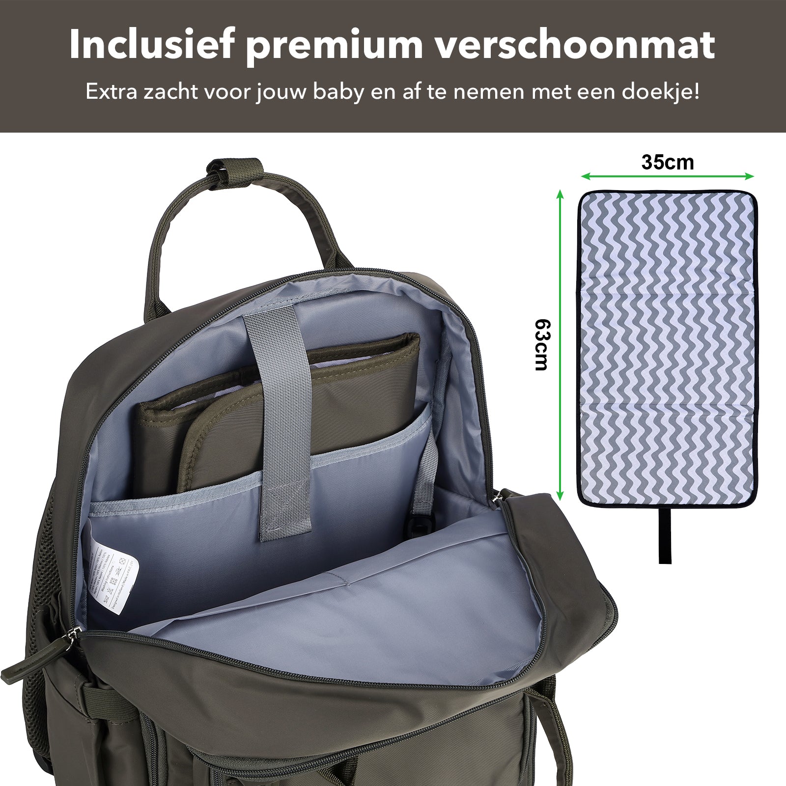 Brisby slijtvaste Luiertas – verzorgingstas – met buggymontage - Forest Green