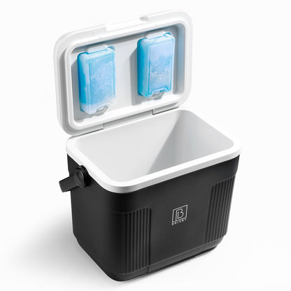 Brisby Koelbox 22L zwart + 3-delige vershoudbakjes + 2 thermosflessen 0,5L set