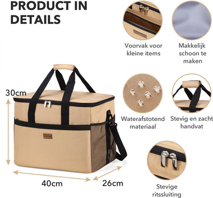 Packaway 4 Laags Geïsoleerde Lunchtas - 40 liter Koeltas - Beige