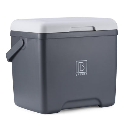 Brisby Koelbox - Frigobox - 13L- Grijs - Tot maximaal 40 uur isolatie - Incl. 2 dikke koelelementen van 450ml - Met koelelementen vergrendeld in deksel en Brisby 500ml Zwarte Dubbelwandige Thermosfles