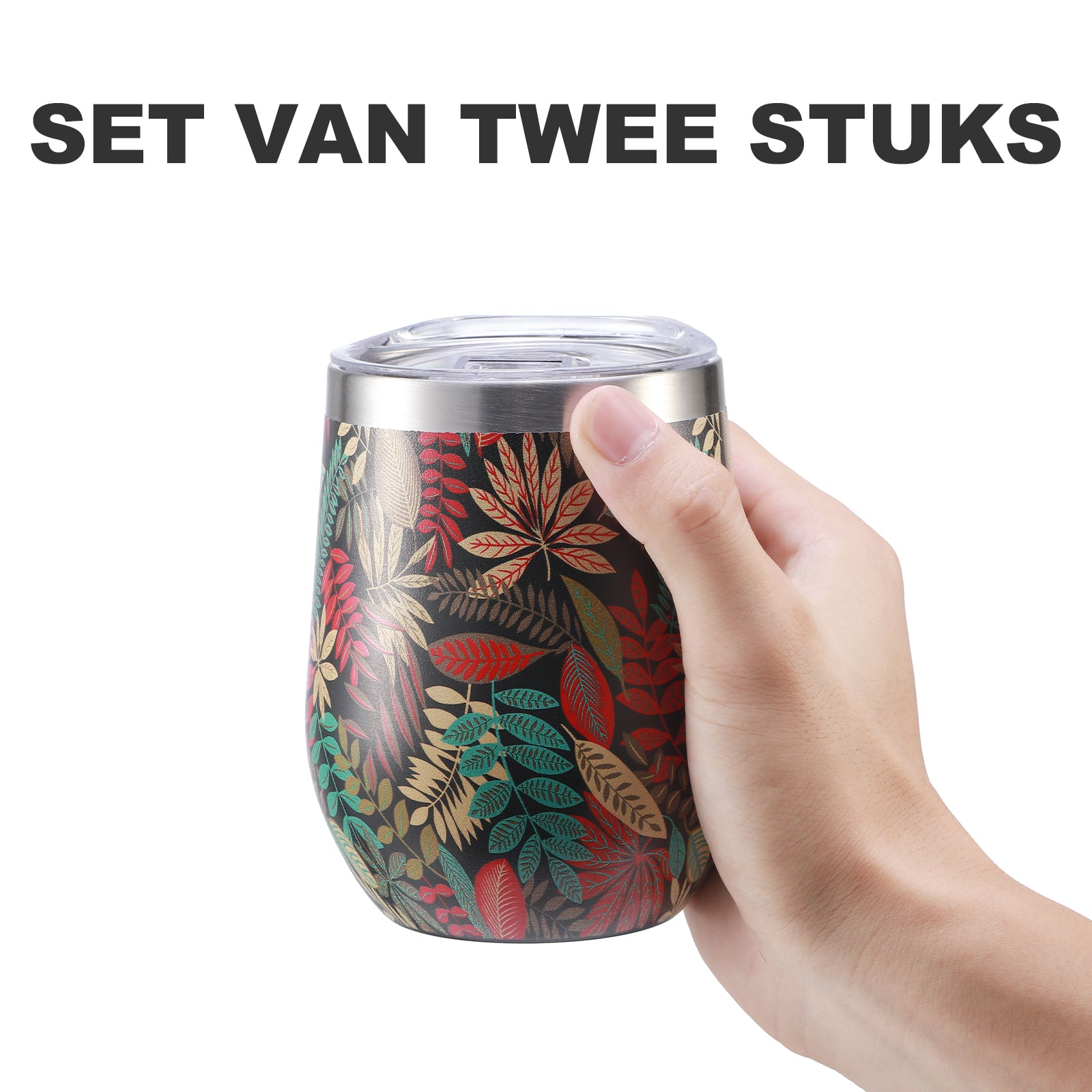 Thermosbeker set jungle - 2 bekers met lekvrije deksels - dubbelwandig - 360ml