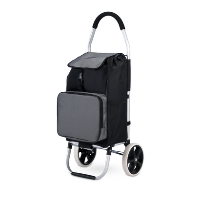 Boodschappentrolley Deluxe 50L met koelvak zwart-grijs - boodschappenwagen - steekwagenfunctie
