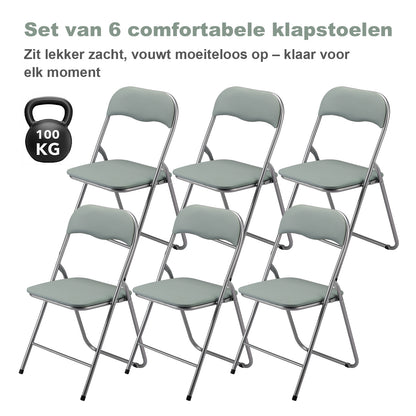 Bardi 6-delige Klapstoelen set PVC groen - 100 kg draagvermogen