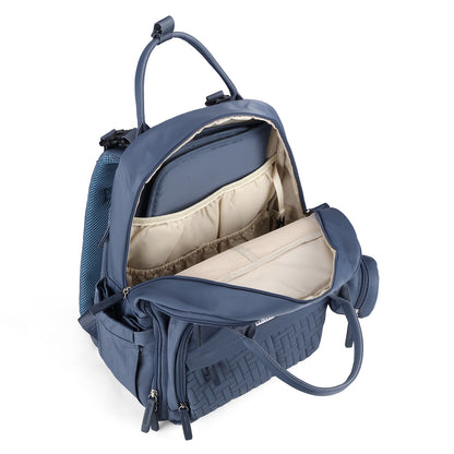 Brisby Premium Luiertas – Uitgebreide en Functionele Verzorgingstas – met buggymontage – Anti Diefstal Vakken - Reistrolley Sleeve - Inclusief verschoonmatje t.w.v.15,99 euro en speenhouder - Levenslange Garantie - Nordic Blue