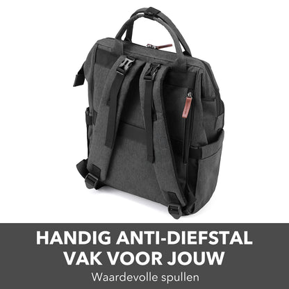 Stayopen diaper bag dark gray - nursing bag - stay-open frame - USB charging function - incl. buggy mounting and changing mat