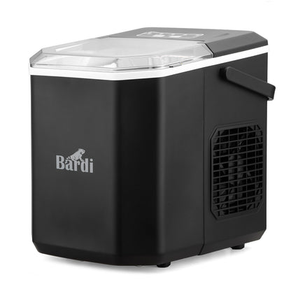Bardi 1.3L Deluxe IJsblokjesmachine Square – IJsblokmaker Inclusief Luxe Thermosbeker en IJsschep – 9 Blokjes in 8 Minuten – ZWART