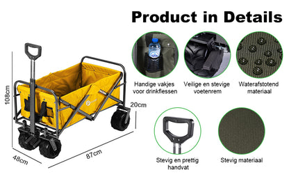 Packaway Bolderkar XL 80kg oker - opvouwbaar - heavy duty - wasbaar