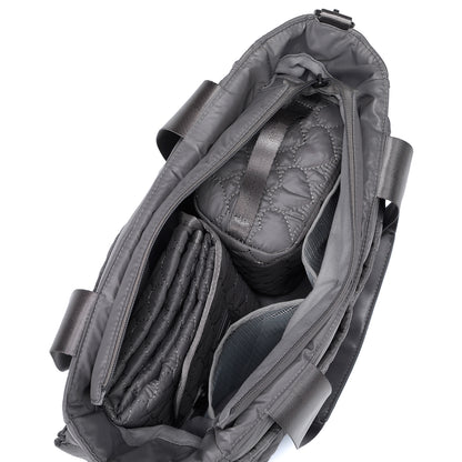 Florence diaper bag 17L grey - shoulder bag, changing bag - hard-wearing - incl. cool bag, changing mat and pram hooks - nylon