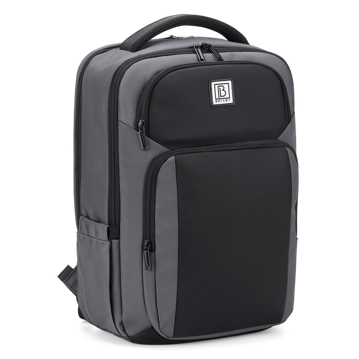 Brisby Rugzak Pro 1 – Laptoprugzak tot 15,7 inch voor Werk, School en Reizen – Waterafstotend – Met Tabletvak, Antidiefstalvak en Trolleysleeve - Grijs