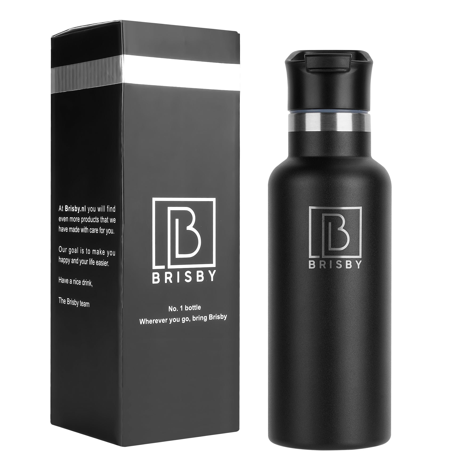 Brisby Koelbox 22L zwart + 2 thermosflessen 0,5L set -  incl. 4 koelelementen