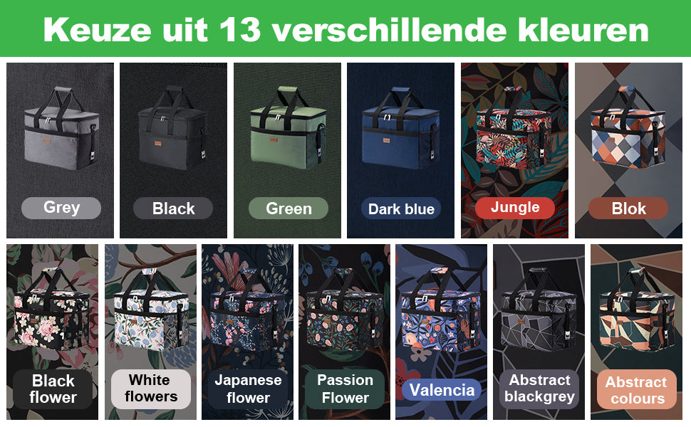 Koeltas 30L abstract grijs en zwart - lunchtas - opvouwbaar - 4-laags geïsoleerd - incl. 4 gratis koelelementen en draagband